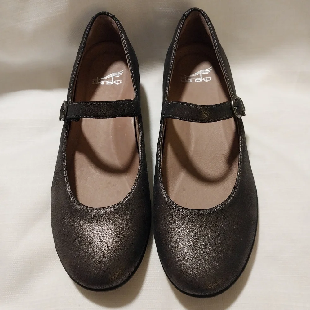 Dansko Kaelyn Graphite Shimmer Mary Jane Flats